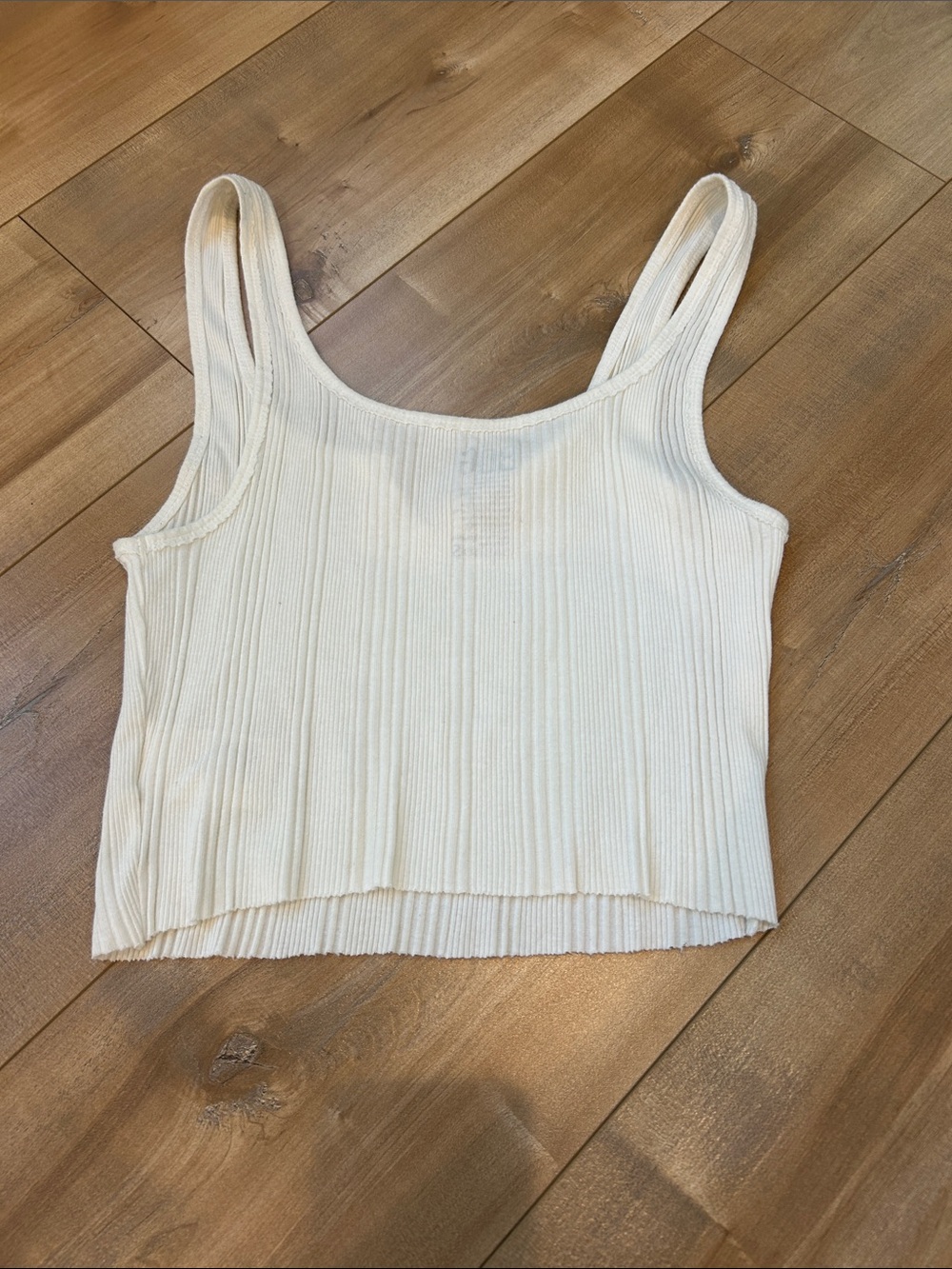 BDG Cream Ribbed Cropped Tank - Picture 3 of 3